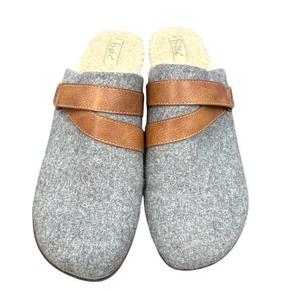 Born BOC Mae Wool Comfort Clog 11 Gray Fleece Lined Y2K Heel Academia Boho Cozy - Picture 10 of 14